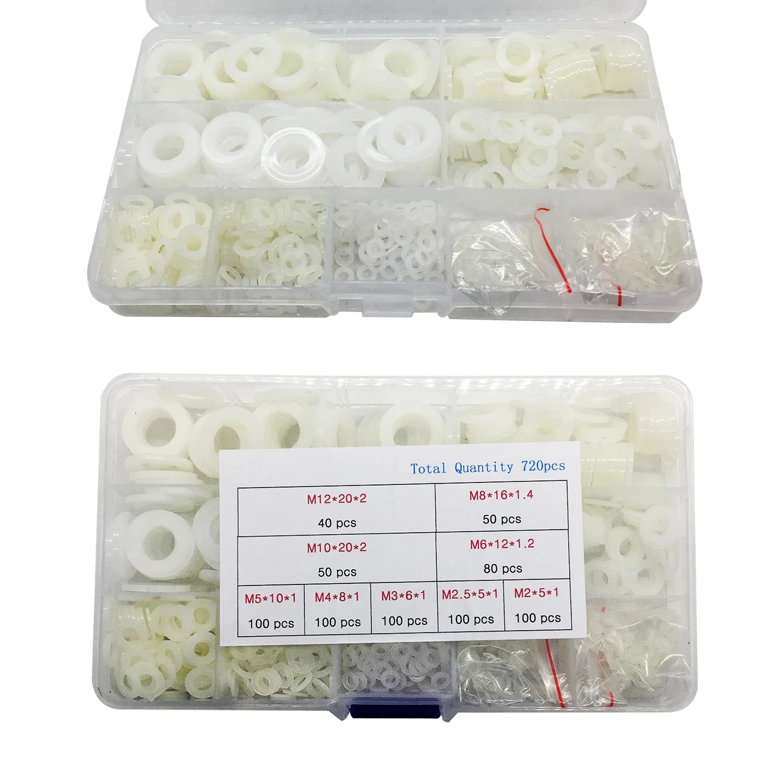 Beduan 720 Pcs Nylon Flat Washer Assortment Kit