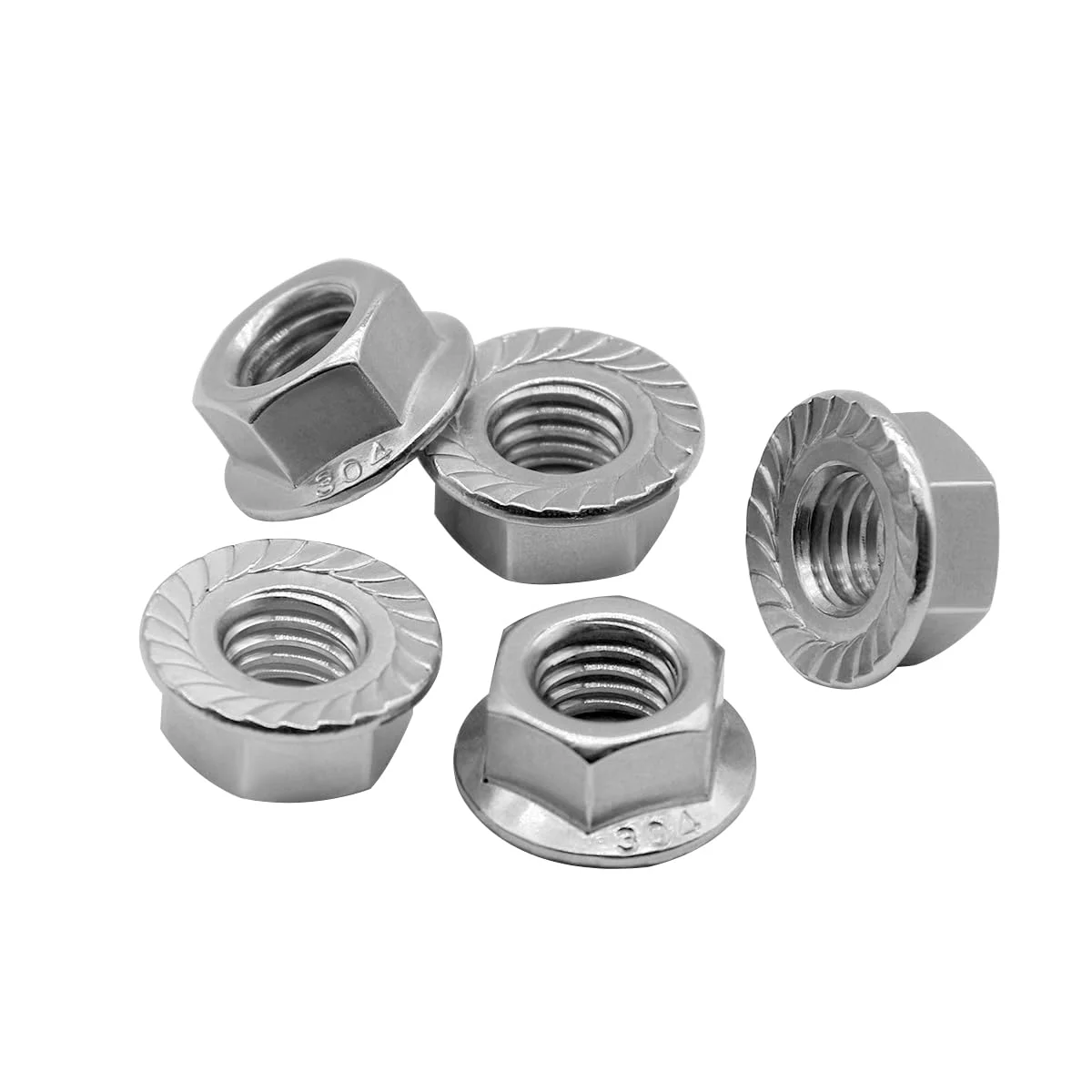 Beduan M6*1.0 Serrated Flange Hex Lock Nuts 304