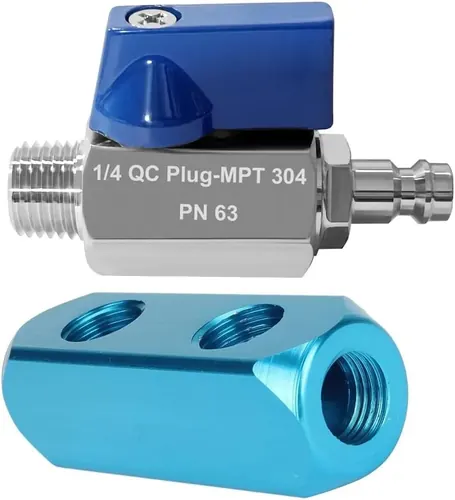 Beduan 1/4" 2 Way 5 Port Aluminum Air Hose