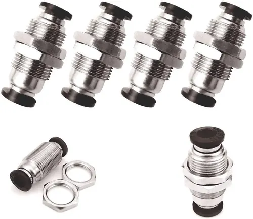 Beduan Pneumatic Plastic Bulkhead Union Fitting 6mm Tube