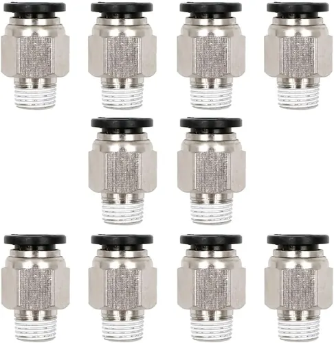 Beduan Pneumatic Push to Connect Male Straight Fitting, 6 mm Tube OD x 1/8" NPT, 10 Pack
