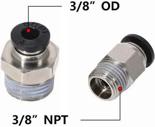 Beduan Push to Connect Fitting, 3/8" Tube OD x 3/8" NPT Male, Pack of 10
