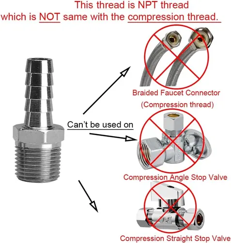 Beduan Stainless Steel 3/8" Hose Barb to 3/8"